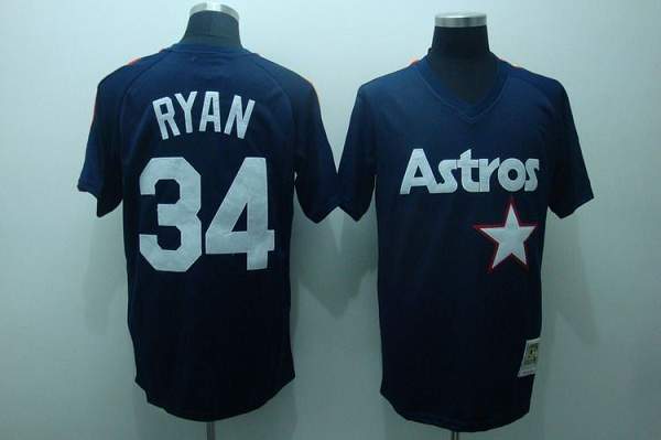 Mitchell and Ness Astros #34 Nolan Ryan Stitched Blue Throwback MLB Jersey - Click Image to Close